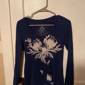 Navy Floral Long Sleeve Tee